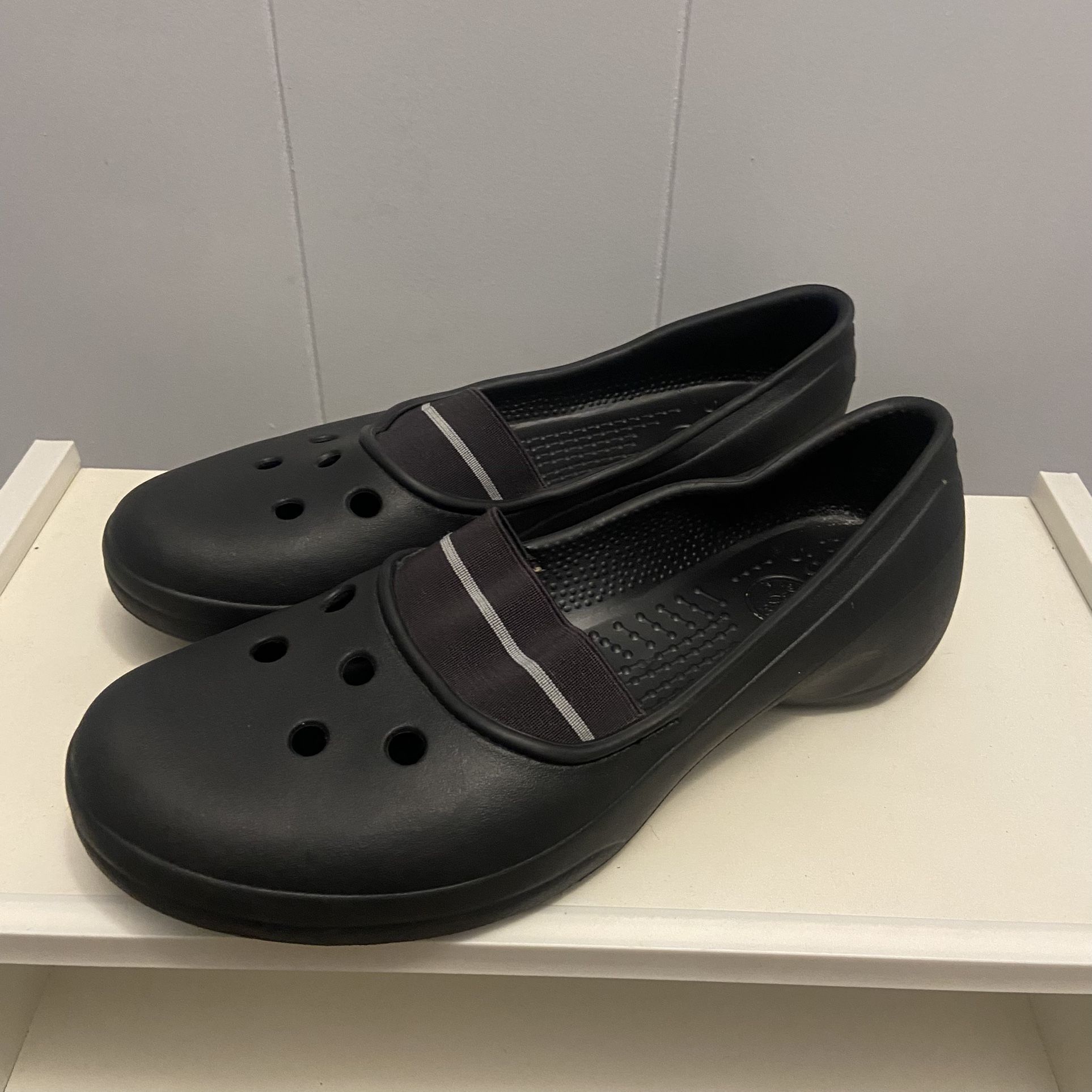 CROCS Juneau Slip On Ballet Flat with Elastic Black Size 10