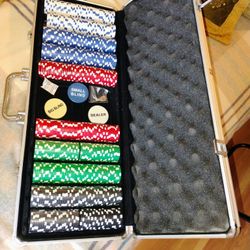Poker Chips Set With Dealing Cards