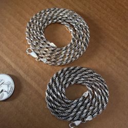 $150! 2 925 Sterling Silver Solid Rope Necklaces