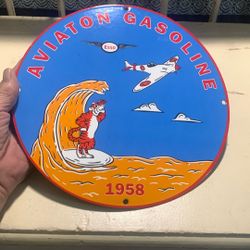 Esso Station Porcelain Sign Like New 11 3/4 Heavy 