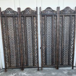 Vtg Boho Carved Wood Screens Set of 2 (4 panels) $100