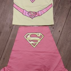 2T Supergirl Halloween shirt with detachable cape