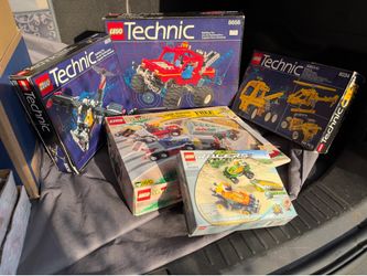 Vintage Lego Technic and Racing Sets, Vintage Bricks, and Tins of Vintage Manuals