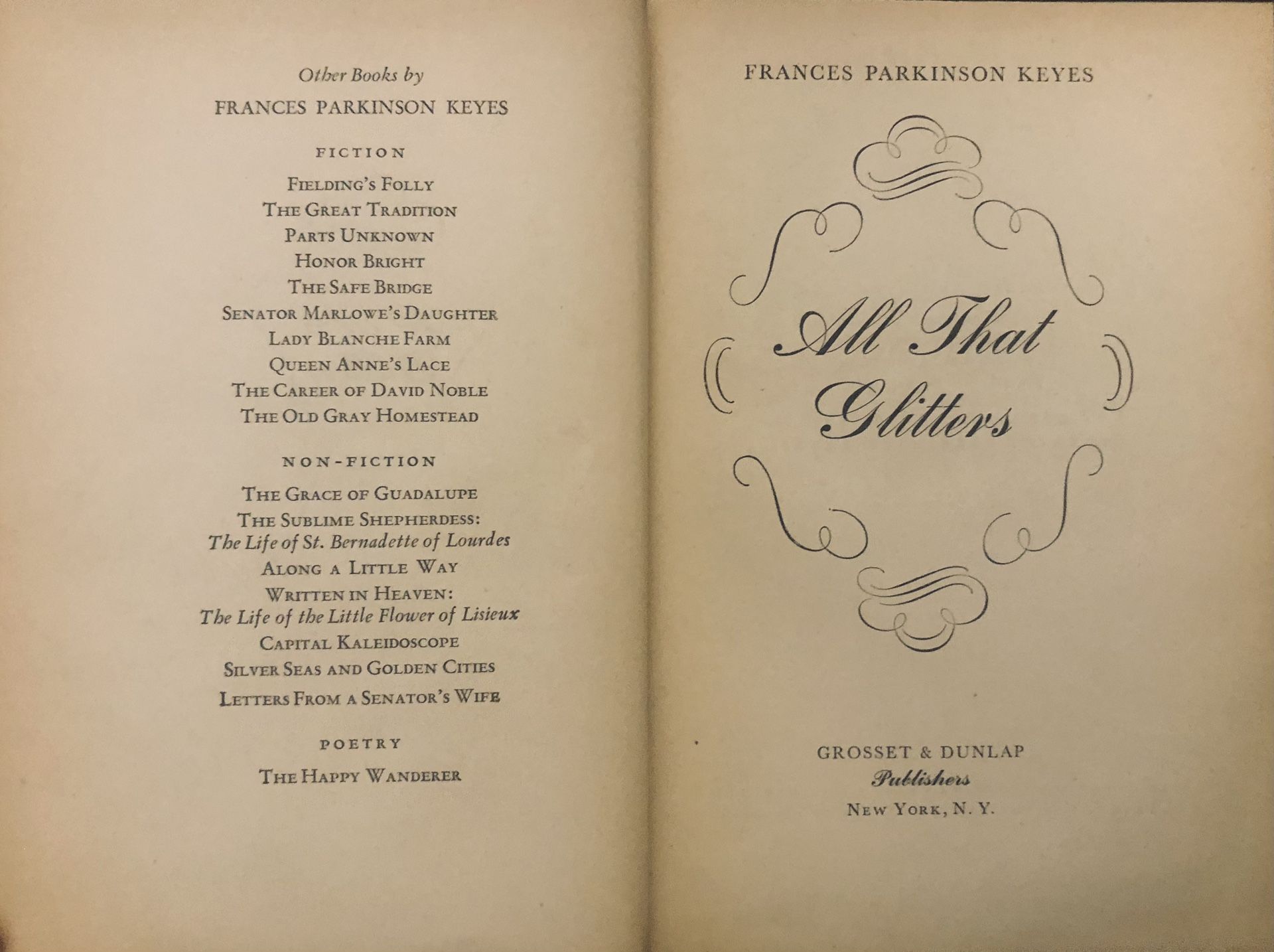 ALL That GLITTERS by Frances Parkinson Keyes 1941 HC Book