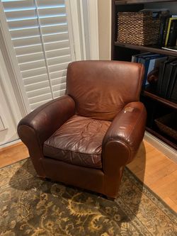 Comfy Brown Leather Chair – Worn but Comfortable – $25 OBO