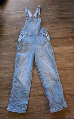 No Boundaries Light Wash Denim Overalls Size Small 4-6 Relaxed Straight Leg Y2K Style