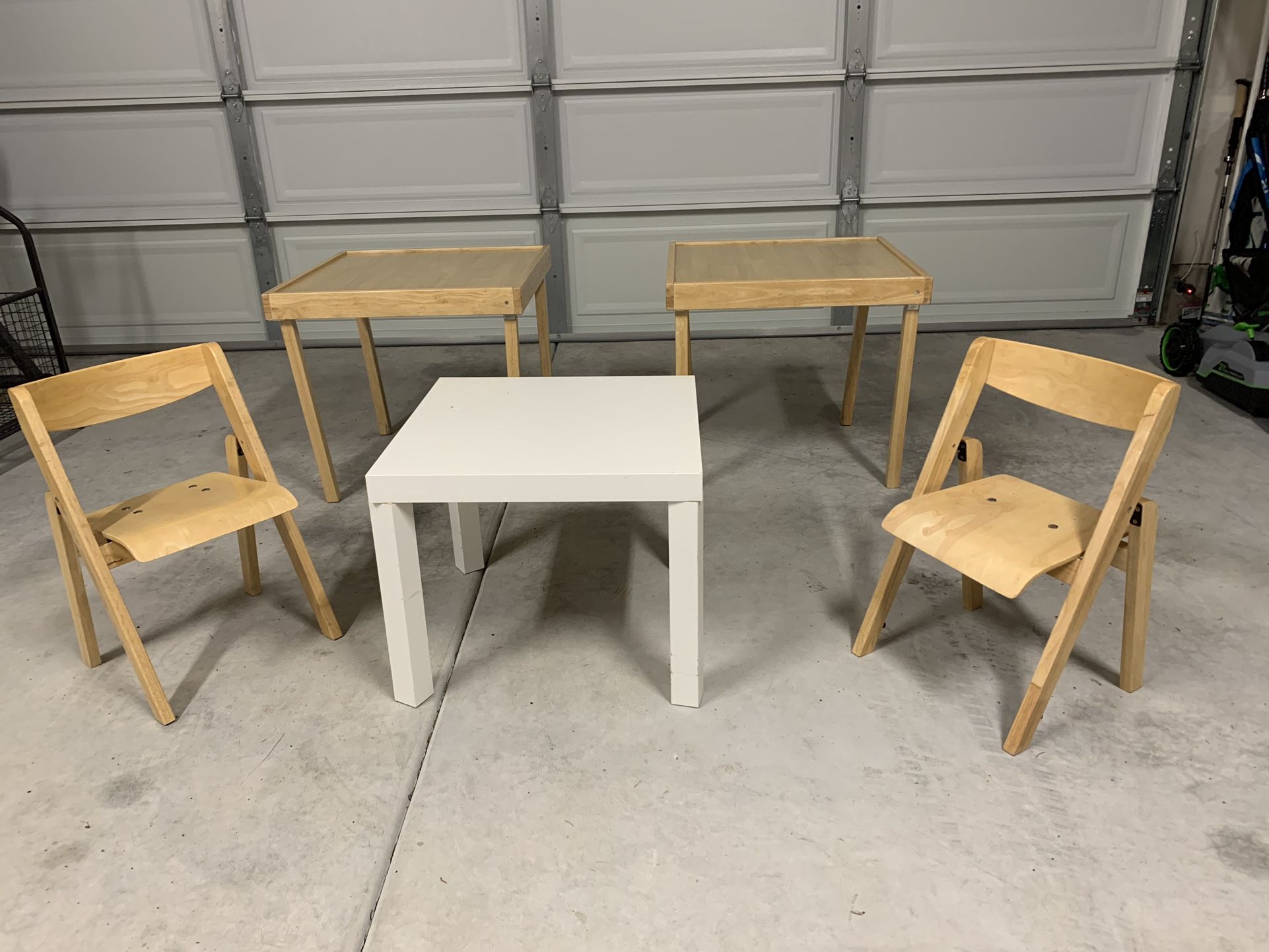 Stakmore Kids Folding Tables & Chairs (2 Sets) + IKEA Kids Table – Bundle