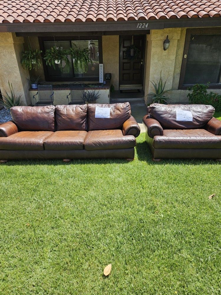 MAN CAVE READY - Leather Sofa and Chair - $400