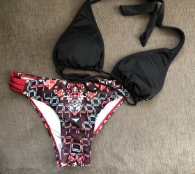 Bikini Set- black top and tribal design bottoms