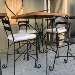 REDUCED DRASTICALLY, Wrought Iron Bar Stool Chairs With Cushions