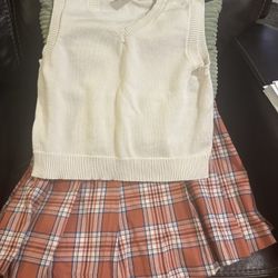 Pleated Skirt  And Sweater Vest