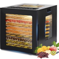 Food-Dehydrator for Jerky 10 Trays, 8.9ft² Fruit-Dehydrator Machine, Four Visual Windows 850W Food Dryer, 48H Timer,167°F Mushroom-Dryer for Beef, Dog