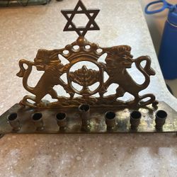 SOLID BRASS MENORAH/VINTAGE