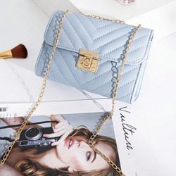 Ladies Quilted Crossbody Bag, Fashionable Chain Clutch Bag, Shoulder Bag, Square Bag