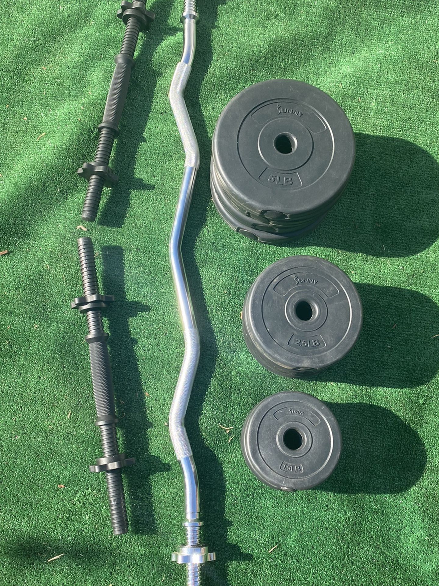 Sunny Curl Bar & Dumbbell Weight Set