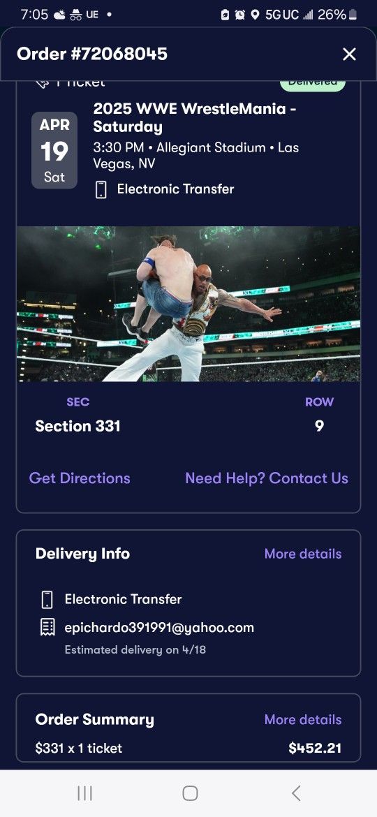 Wrestlemania Ticket For Saturday April 19 2025