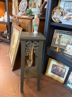 Tall Carved Wood Plant Stand Pedestal