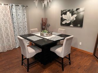 Black Square Dining Table with 4 Chairs