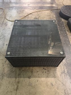 New 25”x25” Black Outdoor Wicker Coffee Table Glass Top