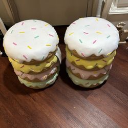 Set Of Two Donut Stools/ Side Tables