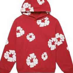 Red Denim Tear Pullover Hoodie