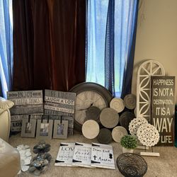 23 Piece Home Decor Clock Wall Interior Grey Blue Love Faith 