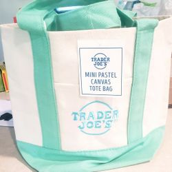 Trader Joe's Mini Pastel Canvas Tote Bag