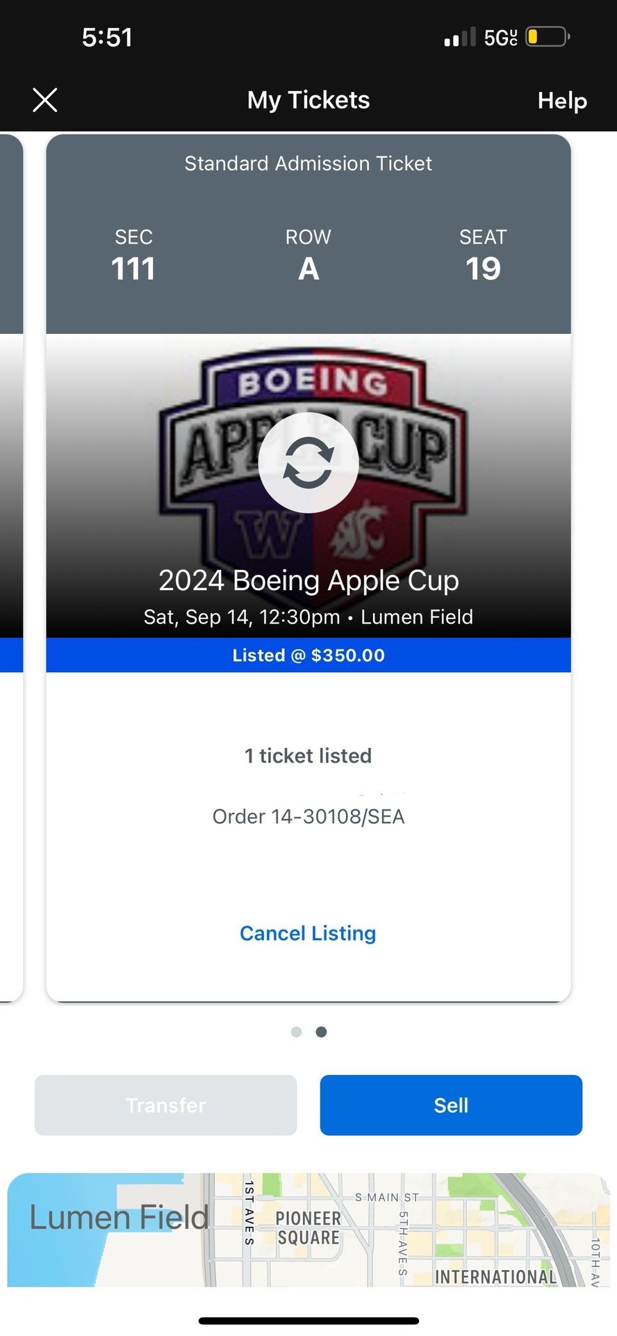 Front Row Apple Cup Tickets! UW Huskies vs. WSU Cougars