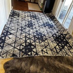 Blue and grey large area rug