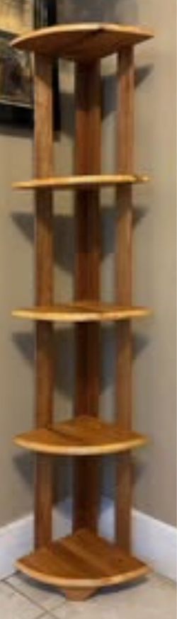 Handmade 5-Tier Solid Wood Corner Shelf / Display Stand (54" H)