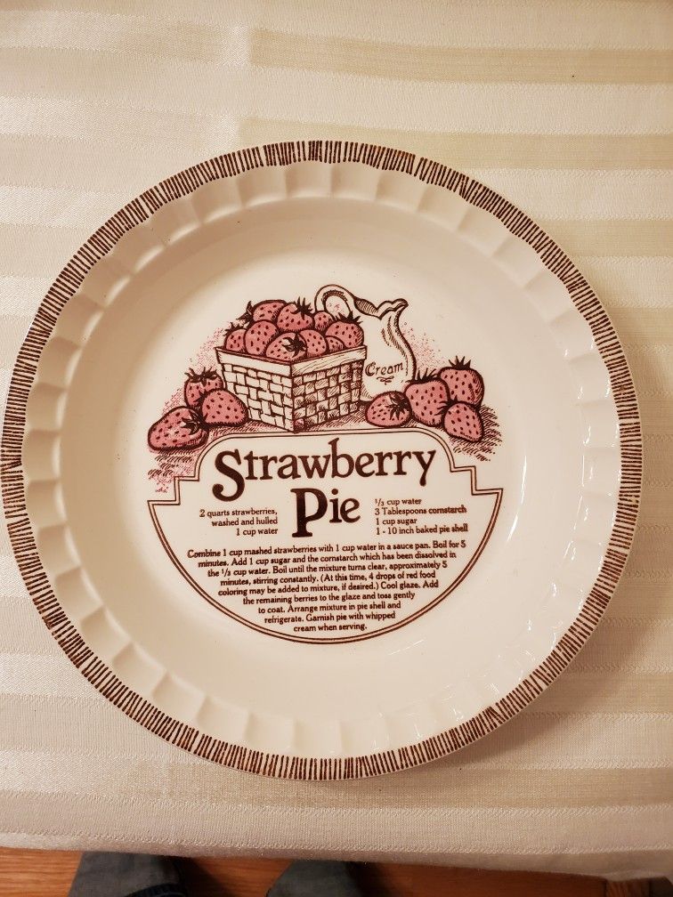 Pie Plate Pan Strawberry Recipe Royal China Jeannette Vintage Antique Dish