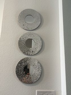 Set of 3 Round Mosaic Wall Mirrors