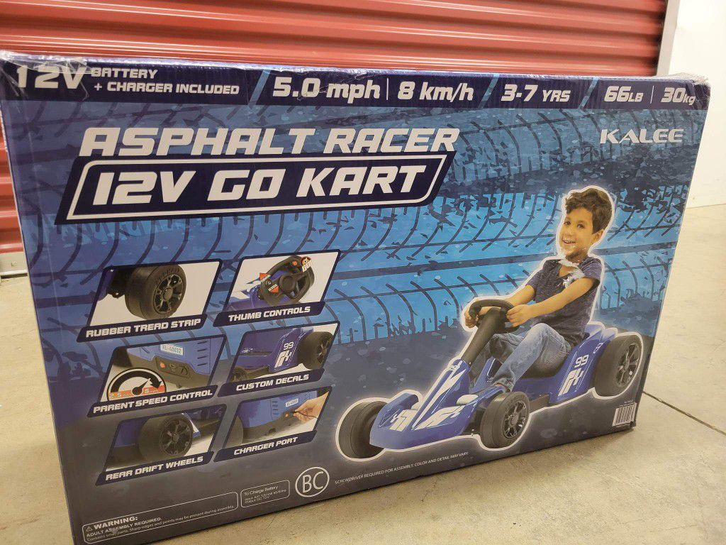 Kalee Blue Asphalt Racer 12V Go Kart
Powered Ride-on for Boys and Girls