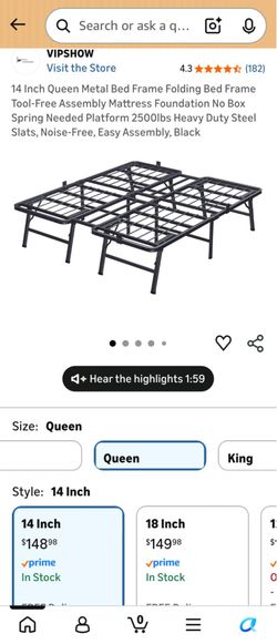14 Inch Queen Metal Bed Frame Folding Bed Frame