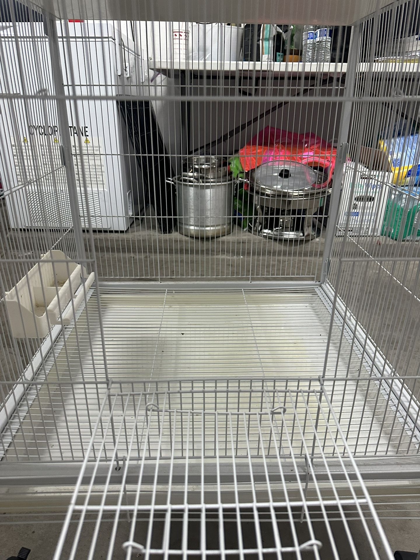 white bird cage