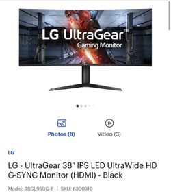 LG 38” Ultrawide Gaming Monitor 38GL950G-B 144hz IPS
