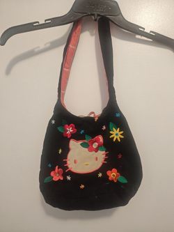 Vintage corduroy shoulder bag embroidered Hello Kitty