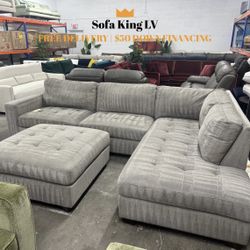 Free Delivery* Like New Gray Sectional Sofa With Ottoman!