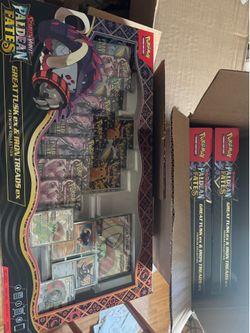 New Paldean fates great tusk ex and iron treads ex premium collection Pokemon