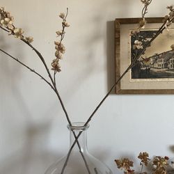 Large Glass Vase With Faux Branches