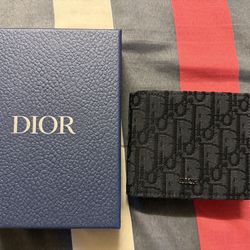 Dior black bifold wallet oblique jacquard