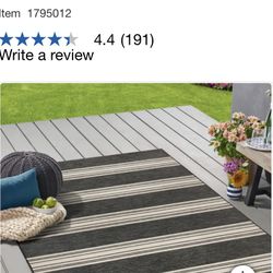 Mineral Springs Outdoor Area Rug Huntington Stripe, Black & Ivory