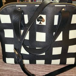 ** Kate Spade Carli Grove Pop Art Leather Bag Crossbody Purse, Black White Checkered 9"x11"x4.5"- Like New **