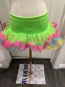 Neon Rainbow Ruffle Tutu Mini Skirt