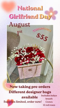 🌹 National Girlfriend’s Day Flower Bags – Now Taking Pre-Orders! 🌹