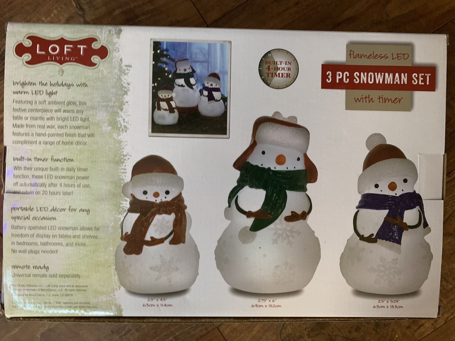 Loft Living 3 Pc. Snowman Set Flameless Led Candle Set