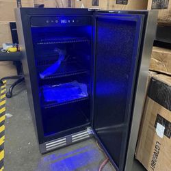 15 in. 100 Can (12 oz.) Single Zone Built-in Beverage Cooler Fridge in Stainless Steel for Outdoor and Indoor Use