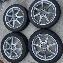 4 - 215/50r17 4x100 4x3.94 4x114.3 4x4.5 Civic Xa Xb Ia Echo Miata Fit Wheels Rims Good Tires!!!