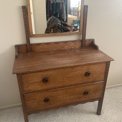 Dresser with Attached Mirror