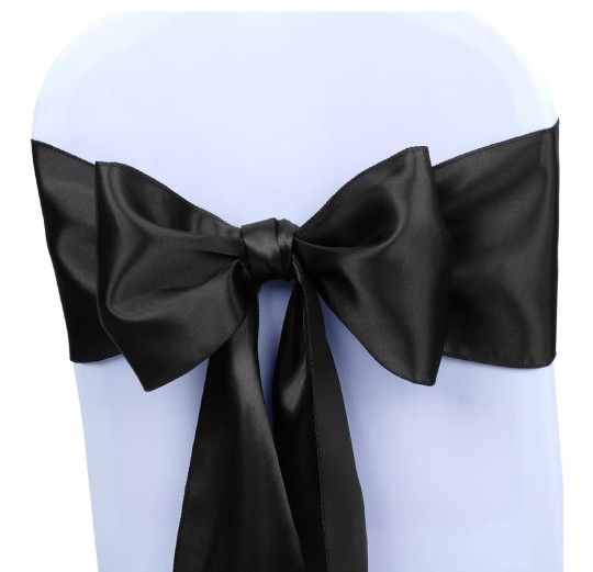 New 35PCS Black Satin Chair Sashes Bows